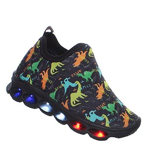 Tenis Luz Led Dinossauro T Rex Calce Fácil Infantil Menino