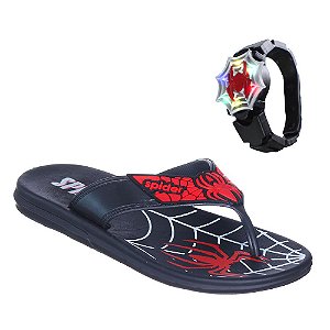 Chinelo Infantil Aranha Vem a Pulseira de Led Brilha Menino