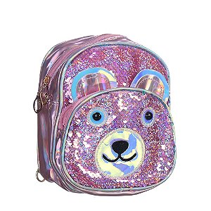 Bolsa de Ursinho Infantil Menina Vira Mochilinha Com Brilho