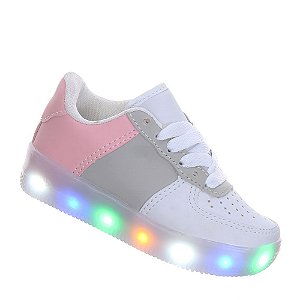 Tênis Infantil Feminino Casual Com Luzes de Led Colors Love