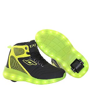 Tenis de rodinha com led infantil masculino preto e verde