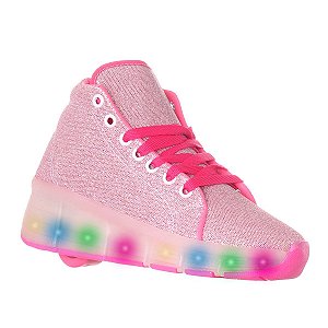 Tênis Led Rosa Glitter com rodinha infantil feminino meninas