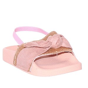 Sandalia Chinelo Slide criança Feminina rose Dourado Glitter