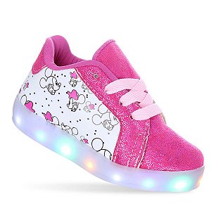 Tenis Infantil Feminino Led Glitter Rosa personagem Meninas PC