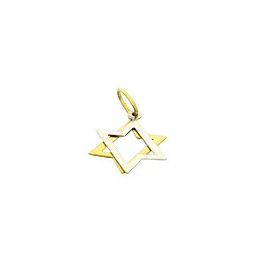 Pingente - Estrela de David Movel - Ouro Branco e Amarelo 18K