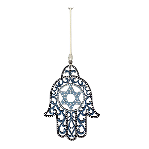 Enfeite Judaico Hamsa - Estrela de David - Azul