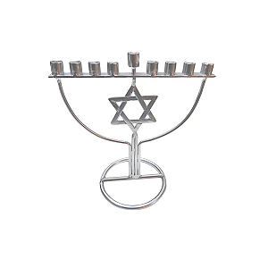 Chanukiá Prateada - Estrela de David - 20 cm