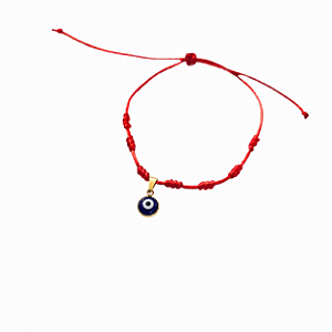 Pulseira vermelha 7 nós - olho grego azul