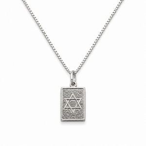 Colar Estrela de David - Retangular - prata 925