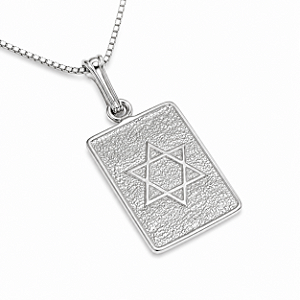 Colar Estrela de David - Retangular - prata 925