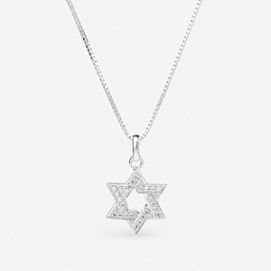Colar estrela de David - Zirconia - Prata 925