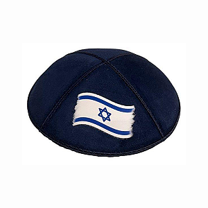 Kipá - Bandeira de Israel - Camurça