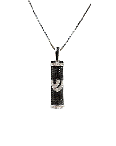 Colar Mezuzá - Prata 925 - Zircônias pretas