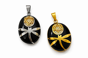 Pingente Libélula e Estrela de David