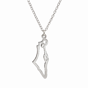 Colar Mapa de Israel - Aço inoxidável