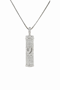 Colar Mezuzá - Prata 925 - Zircônias Prateadas