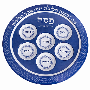 Keará (Prato de Pêssach) em Melamina Azul e Branco