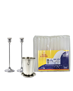 Kit Shabat - Velas Nº 9 + Castiçal + Copo de Kidush