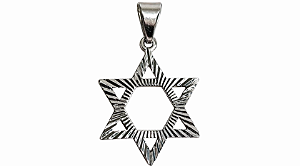 Pingente de Aço Estrela de David Dupla Face - Prateada