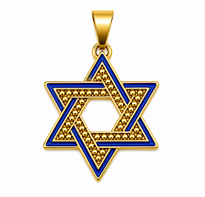 Pingente Estrela de David Azul Com Dourado