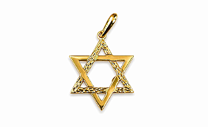 Pingente Dourado Estrela de David - Trabalhada