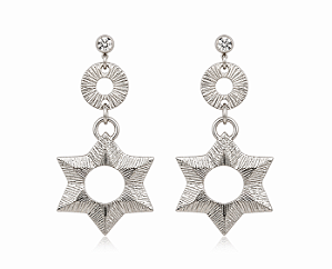 Brincos Estrela de David Prateado - Grande