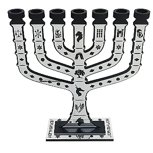 Menorá Knesset Prateado - MDF - 30 cm