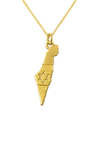 Colar Mapa de Israel com Estrela de Davi – Banhado a Ouro 18K