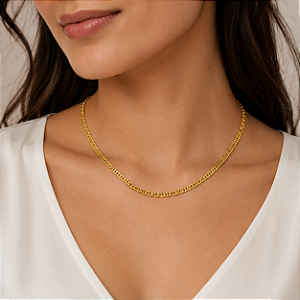 Colar Piastrini 45 cm 4 mm Banhado a Ouro 18K