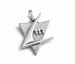 Pingente de Prata Estrela de David com Chai - Design Moderno