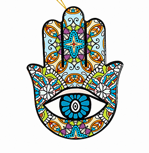 Hamsa de cerâmica - Olho Grego Colorida