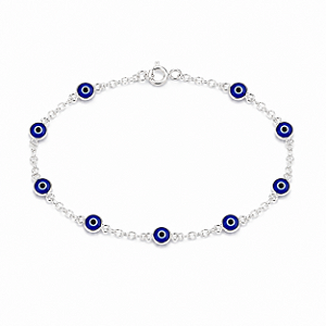 Pulseira Olho Grego em Prata 925 - Azul