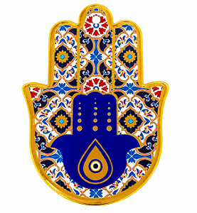 Hamsa de Porcelana Olho Grego e Hamsa - Enfeite de Parede