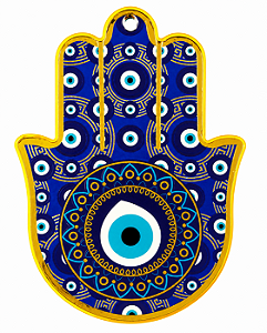 Hamsa de Porcelana Repleta de Olhos Gregos - Enfeite de Parede