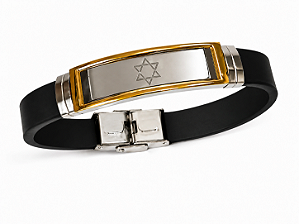 Pulseira de Borracha e Aço inoxidável - Estrela de David