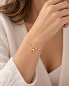 Pulseira Elo Português Pingente Chai - Ouro 18k
