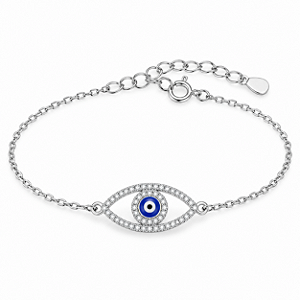 Pulseira de Olho Grego Vazada com Zircônias - Prata 925
