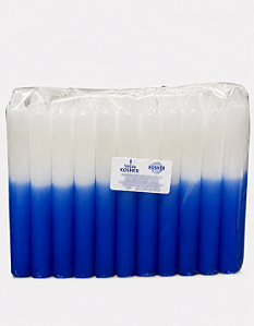 Velas Kosher para Shabat e Yom Tov - Branco e Azul - 1 Kg