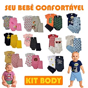 Kit 9 Peças Roupa de Bebê Sortido Body Bebê Menina Menino Manga Curta – Conjunto de Bebê Verão RN–GG