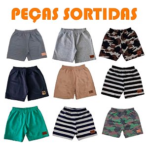 Kit 3 a 5 Bermudas Moletinho Infantil Menino Tamanhos 1 ao 10