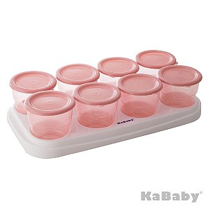 Potinho de papinha 70ml para armazenar alimentos c/ 8 unidades (Rosa) - Kababy - Cód. 1311R