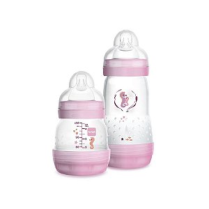 Kit 2 Mamadeira MAM Easy Start (Rosa) 130 e 260ml - Anti-cólica e Auto-esterilizável