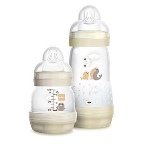 Kit 2 Mamadeira MAM Easy Start (Bege neutra) 130 e 260ml - Anti-cólica e Auto-esterilizável