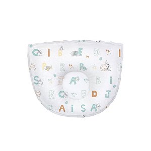 Travesseiro Cabeça Chata Plagiocefalia Anatômico Estampado Branco Letrinhas (20cm x 17cm) - Papi