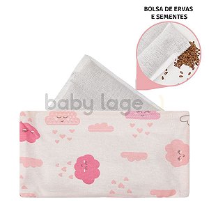 Bolsa Faixa térmica  para cólica bebê tipo cinta com velcro (Rosa - nuvem) - Papi