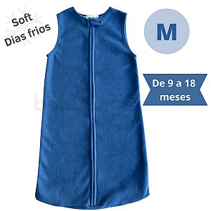 Saco Saquinho de Dormir Bebê (Sleep Bag) Cobertor de Vestir Soft (Azul) Tam. M