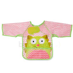 Babador manga longa c/ bolso cata migalhas BLW Artes e Pintura (Gato) - Multikids Baby