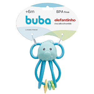 Chocalho Mordedor Infantil Bebê Criança Elefantinho Macio Flexível (Azul) Buba - Cód. 10647