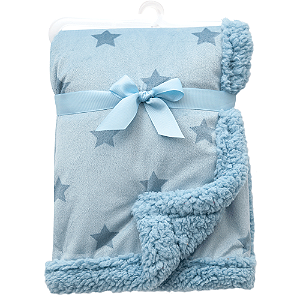 Cobertor Manta Mantinha Dupla Face Infantil Bebê Toque Macio Estrelinhas Azul (Menino) Buba - Cód. 11848