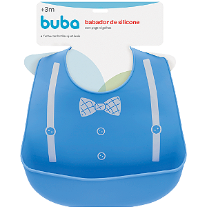 Babador de silicone com pega migalhas Gravata (Azul) Buba - Cód. 09723